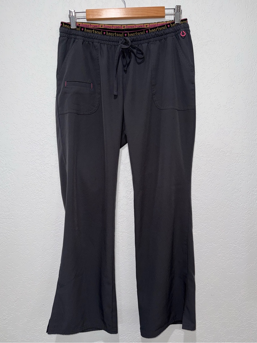 HeartSoul Women’s Grey  Scrub Pants with Pink Accent